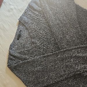 Carol Rose Women Black and White Speckled V Neck Cabled Lightweight Sweater, 1X